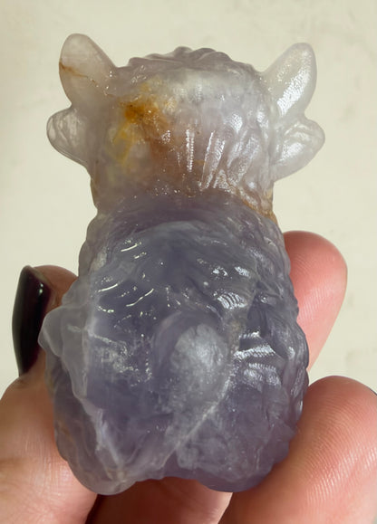 Highland Cow Purple Fluorite Carving – 5–6 cm