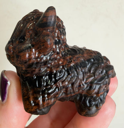 Highland Cow Mahogany Obsidian Carving – 5–6 cm