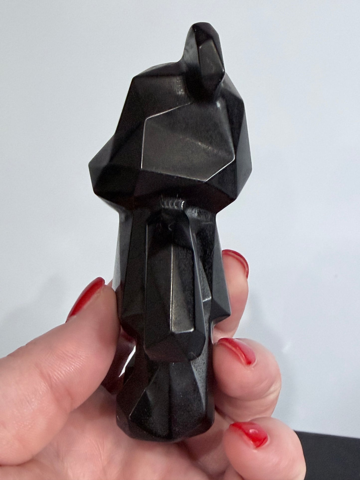 Geometric Bear Black Obsidian Crystal Carving – 10cm
