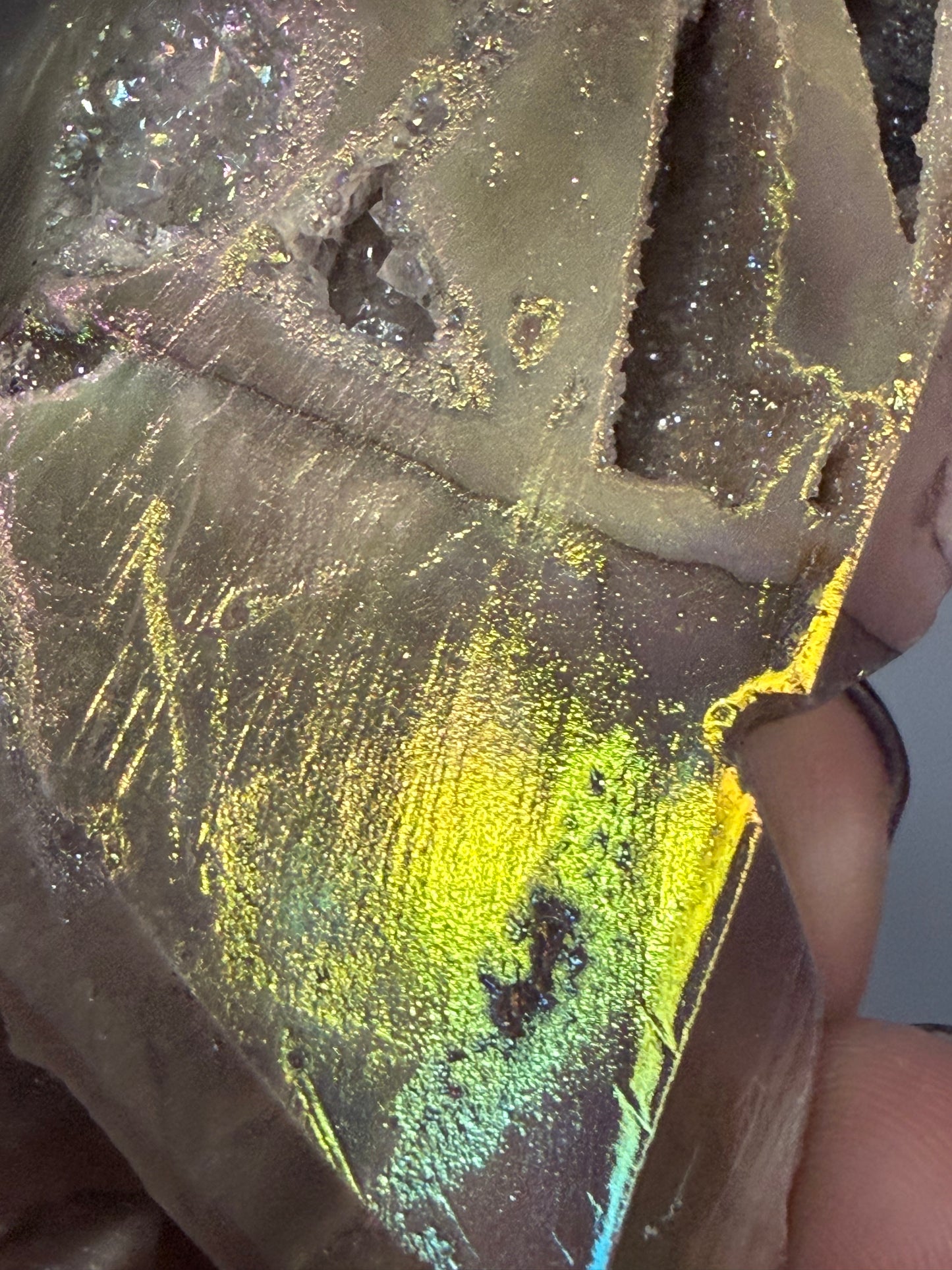 Aura Sphalerite Druzy Butterfly Carving F