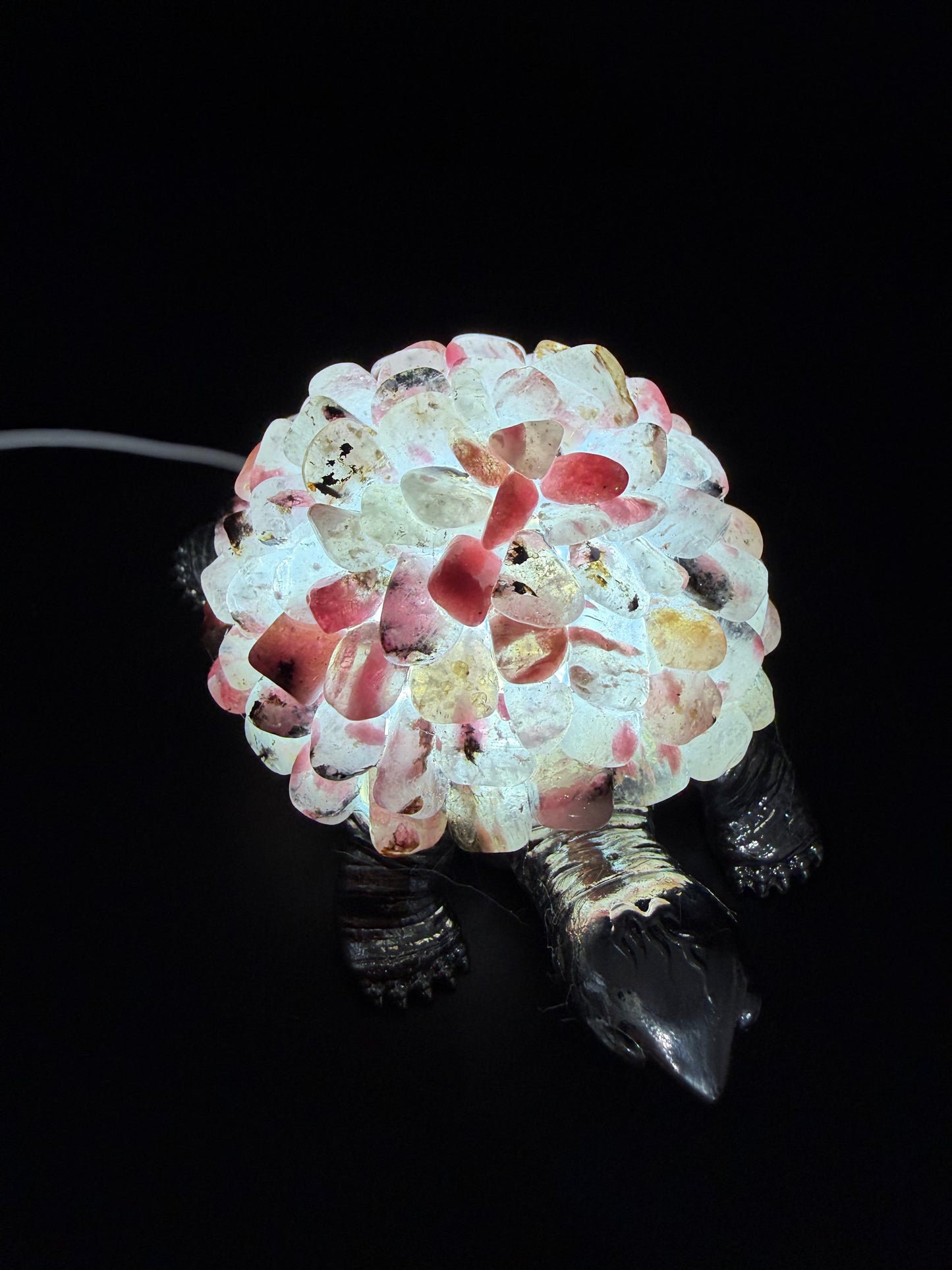 Rhodonite Crystal Turtle Lamp