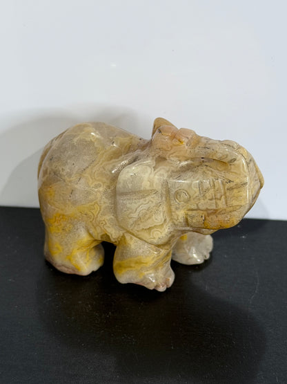 Crazy Lace Agate Elephant Carving – 5cm