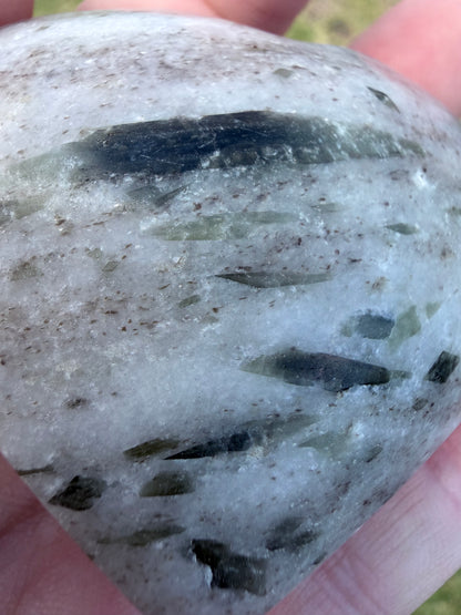 Green Tourmaline in Quartz Heart