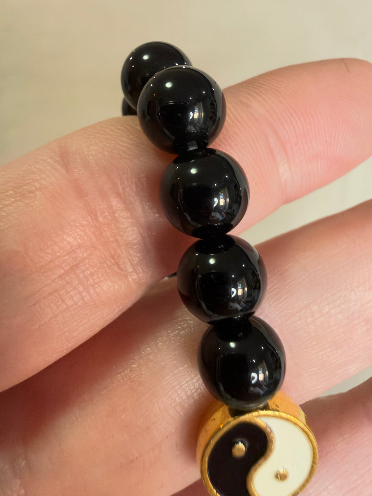 8mm Black Obsidian & Howlite Yin Yang Bracelet