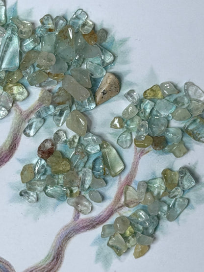 Aquamarine Gemstone Tree Framed Crystal Art | 15 x 20cm