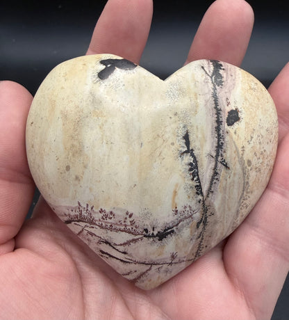 Picture Jasper with Dendritic Inclusions Heart 7.3cm