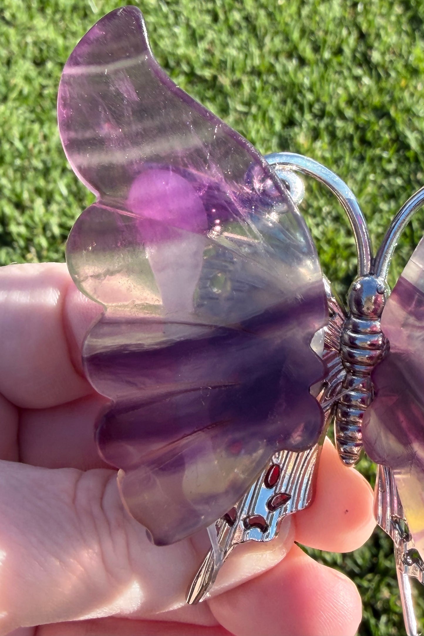 Rainbow Fluorite Butterfly on Metal Stand 9cm