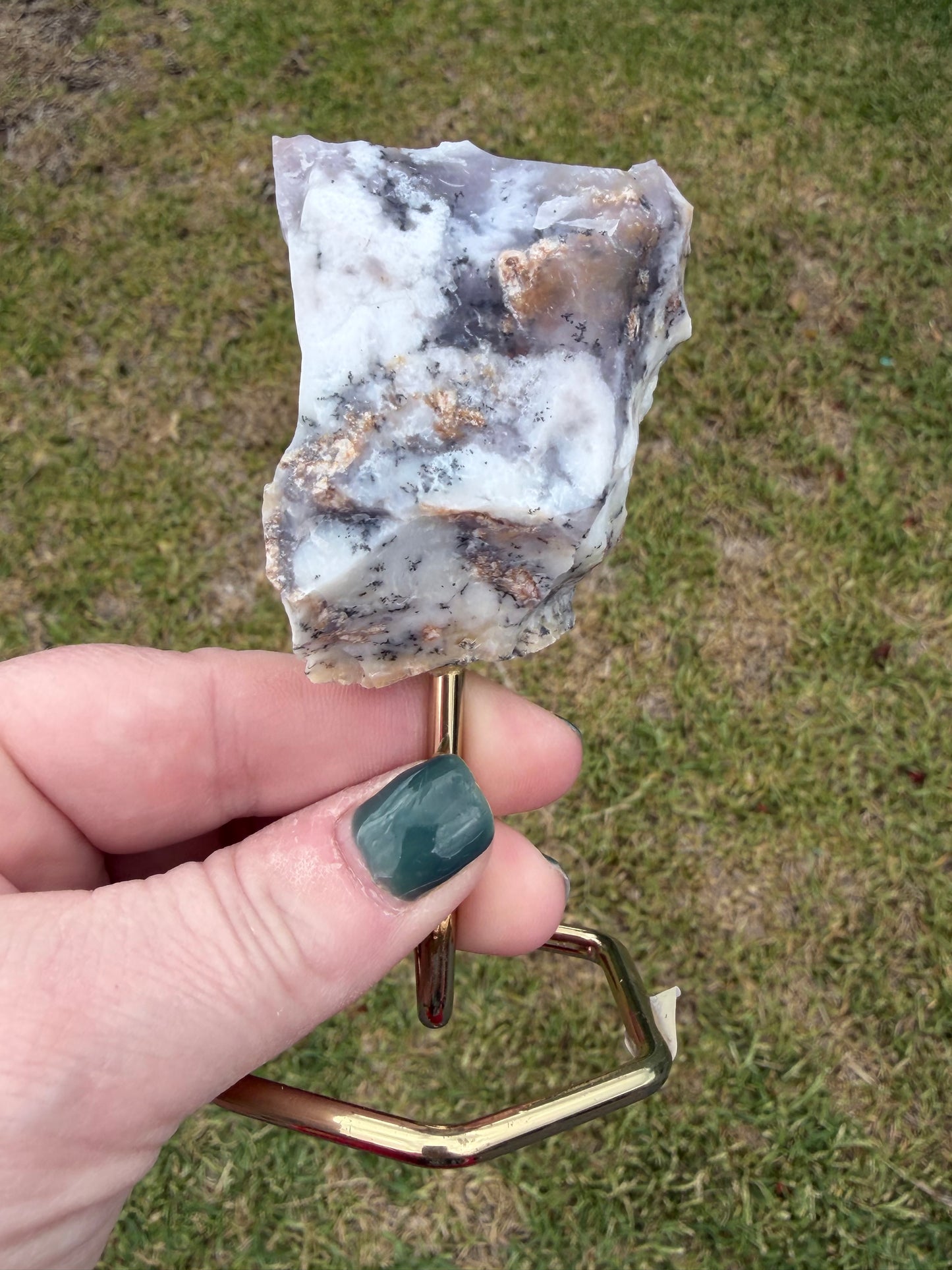 Dendritic Opal Slab on Stand (Merlinite-Style)