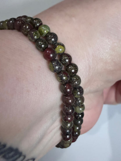 4mm Dragon Blood Jasper Bracelet –

Strength • Courage • Vitality