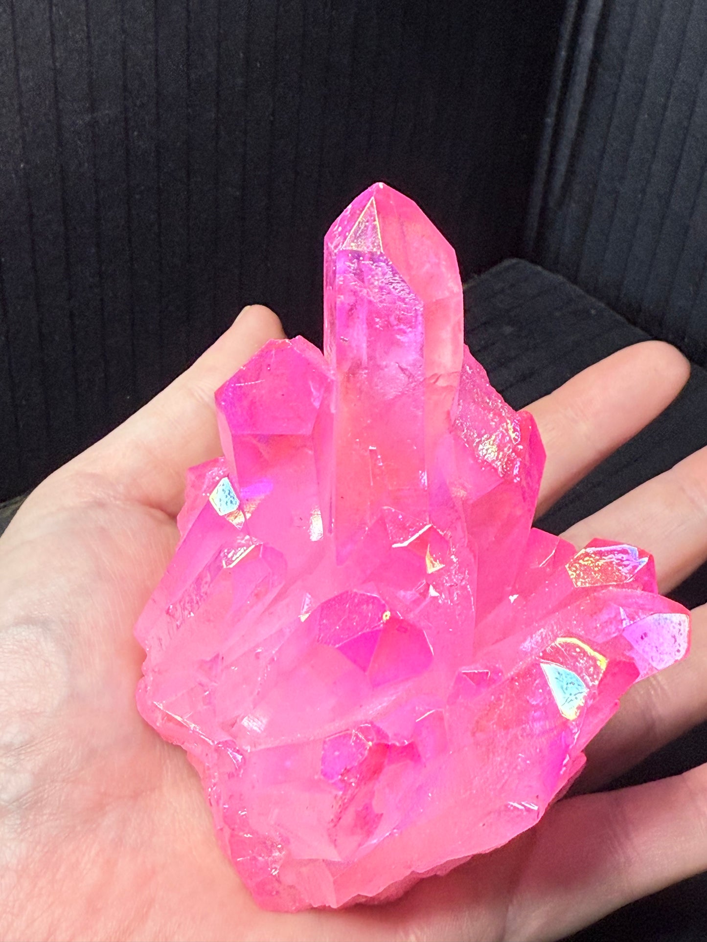 Pink Aura Coated Quartz Cluster