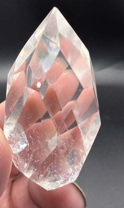 Clear Quartz Polyhedron on Rotating Stand