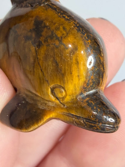 Tiger’s Eye Dolphin Carving