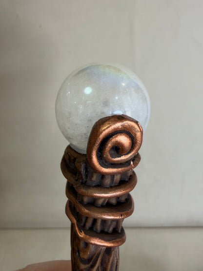Aura Quartz Energy Clearing Wand with Storage Pouch
