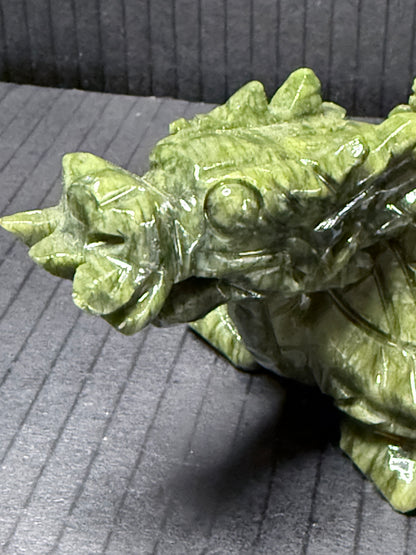 Serpentine Jade (New Jade) Turtle Dragon Carving (12 x 6.5cm | 400g)