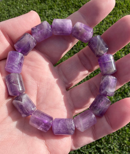 Amethyst Barrel Bead Bracelet
