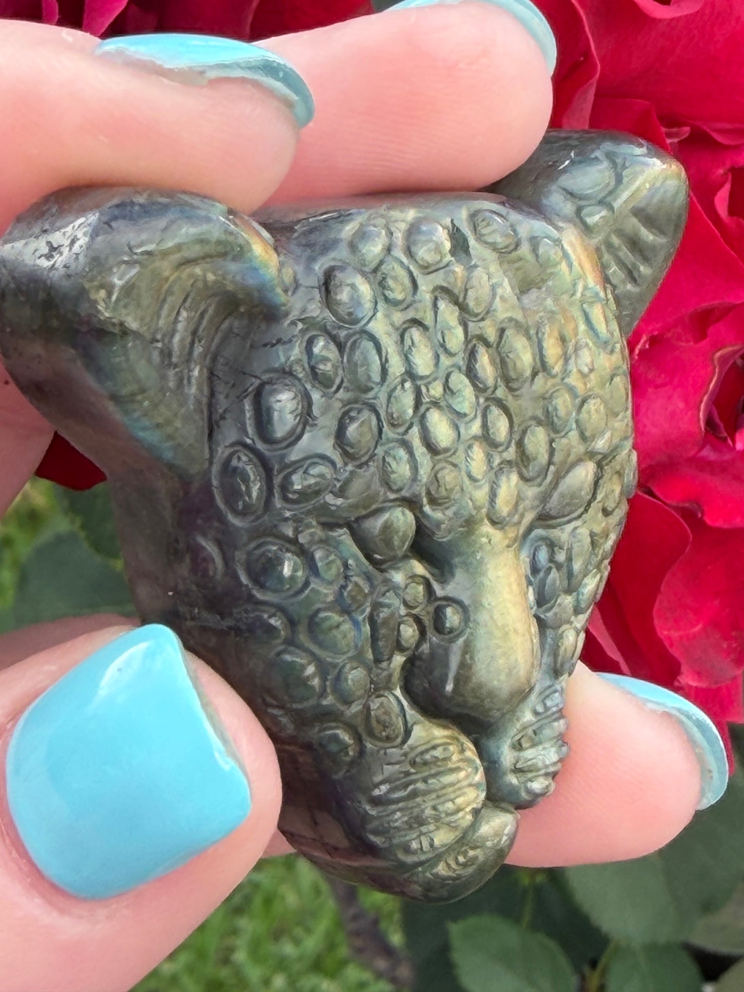 Labradorite Leopard Face Carving  B -