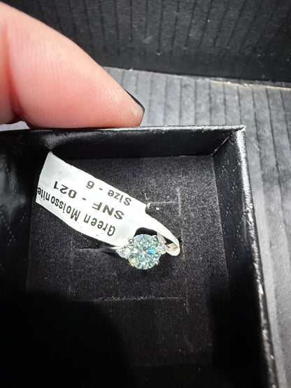 Green Moissonite Diamond Ring