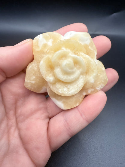 Carved Yellow Calcite Rose
