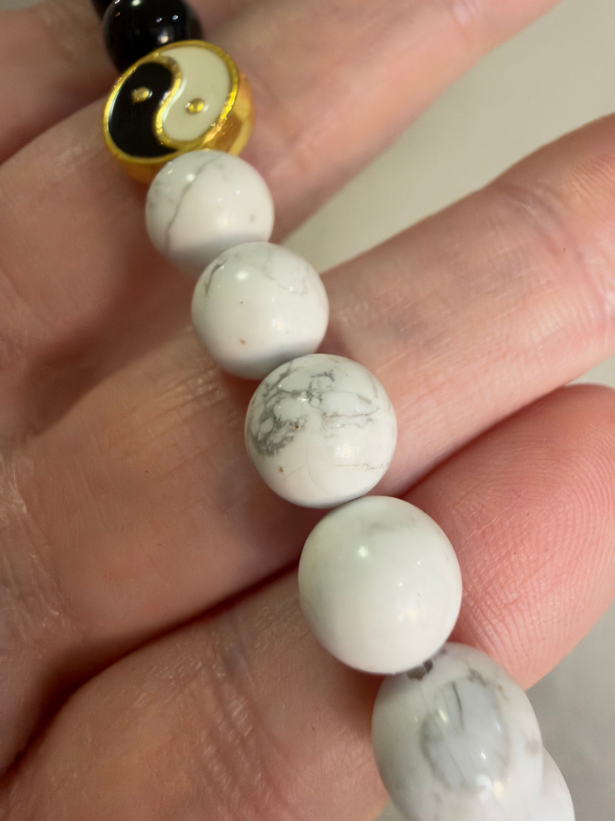 8mm Black Obsidian & Howlite Yin Yang Bracelet