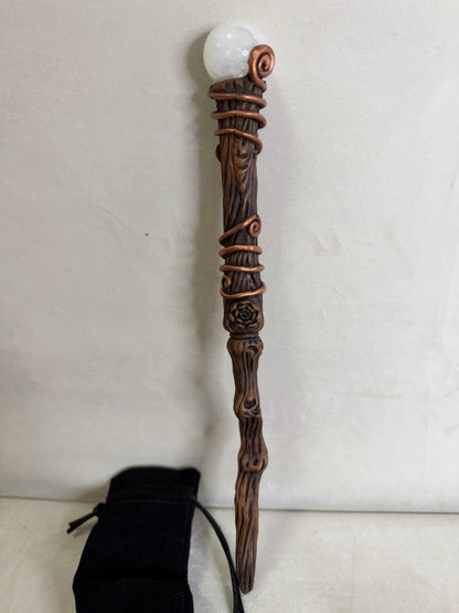 Aura Quartz Energy Clearing Wand with Storage Pouch