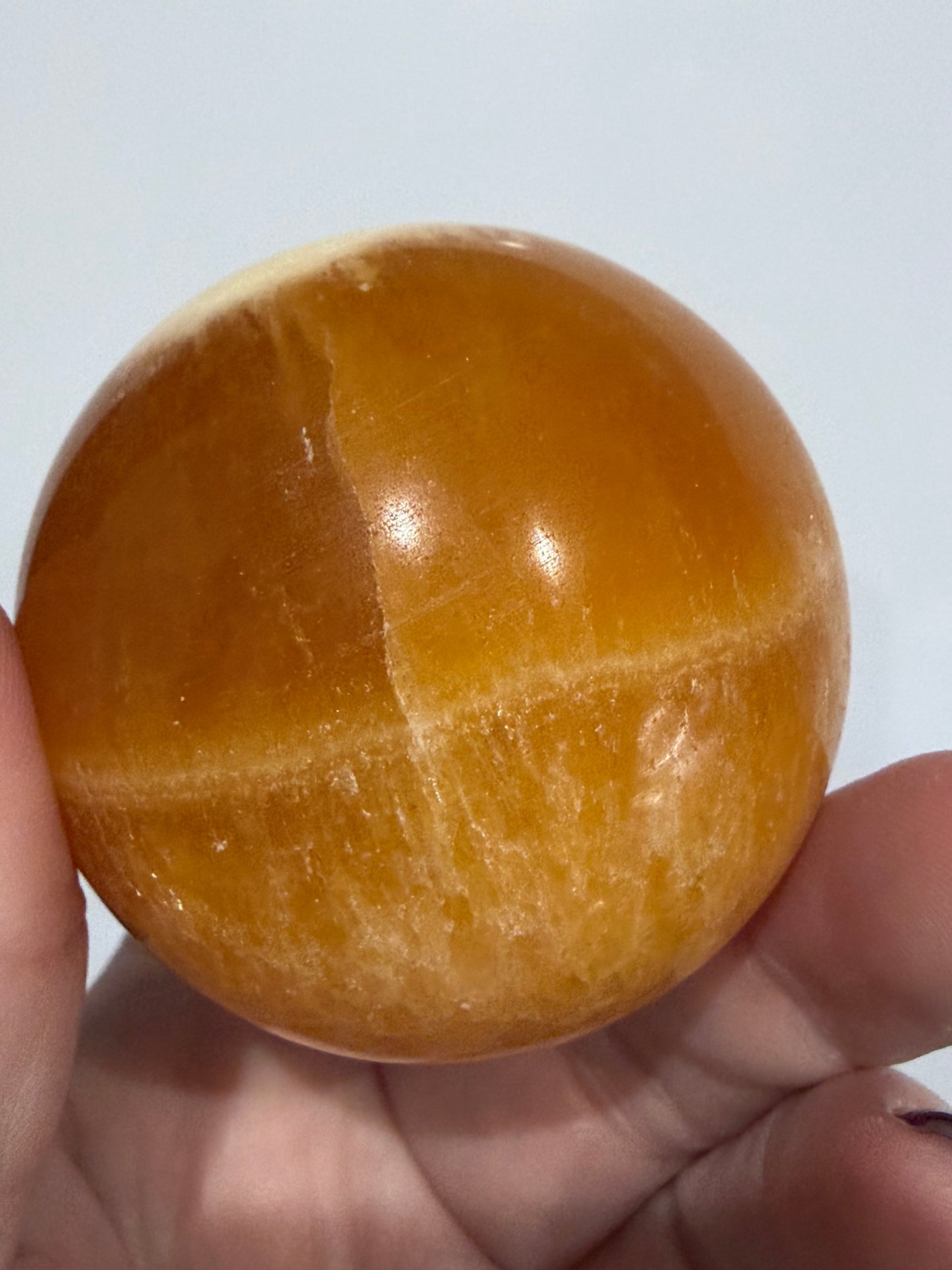 🍊 Orange Calcite Sphere – 5.6 cm | 260 g