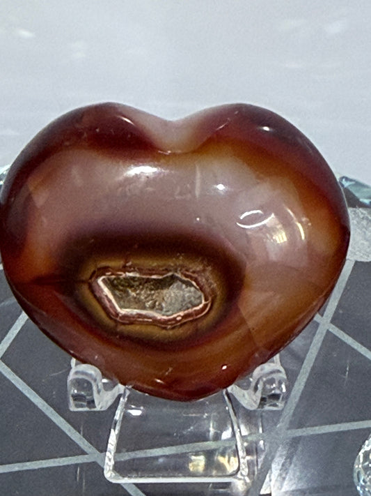 Carnelian Agate Heart with Natural Geode B -