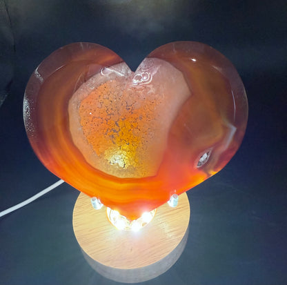 Carnelian Agate Druzy Heart on Silver Stand
