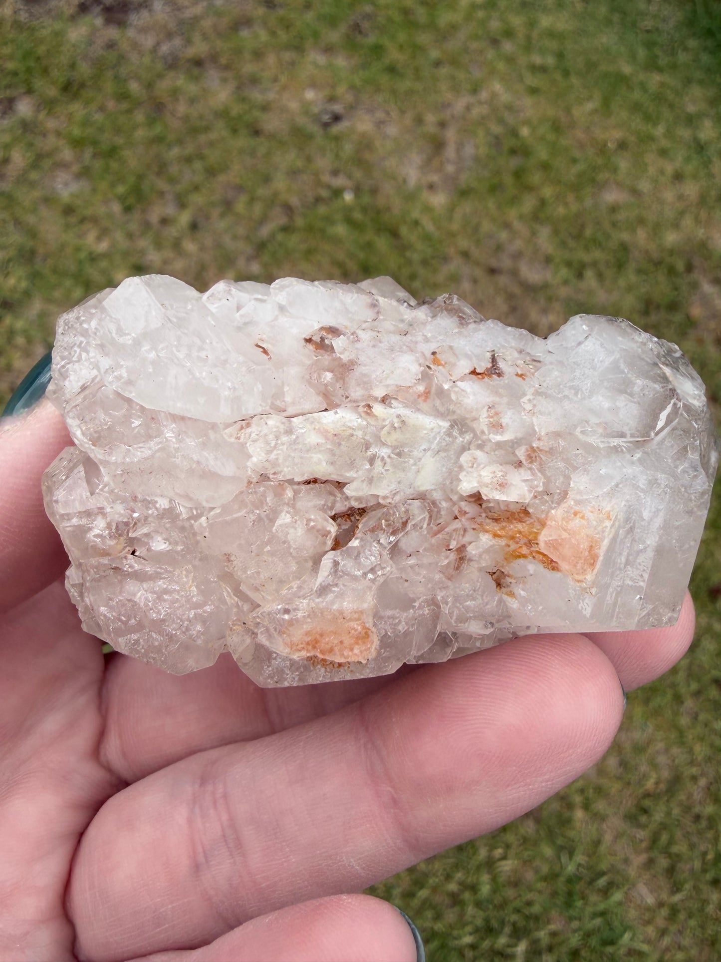 Hematoid Clear Quartz Cluster (Iron-Stained Quartz) – 136g | 6.8 × 4.4cm