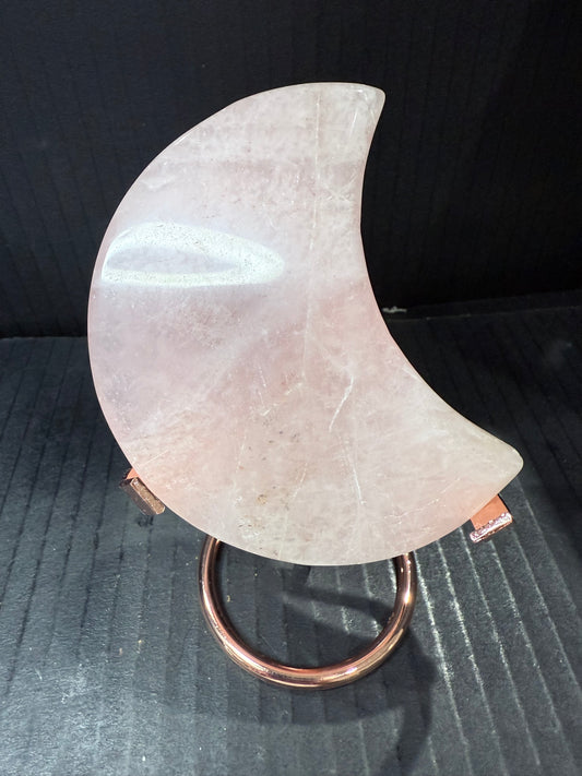 Rose Quartz Moon on stand
