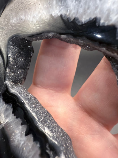 Druzy Black Agate Heart