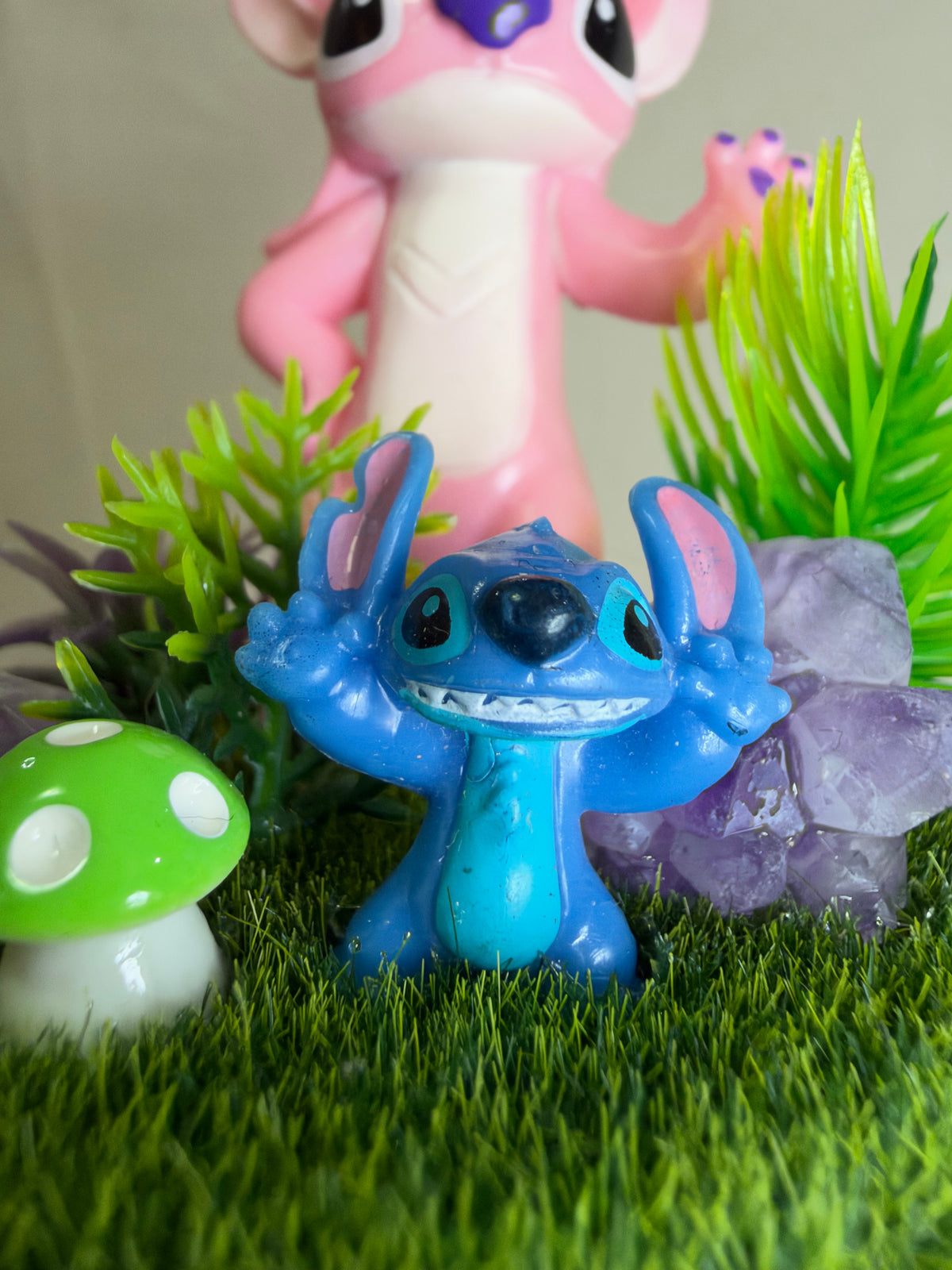 Angel & Stitch Amethyst Crystal Garden – 6cm