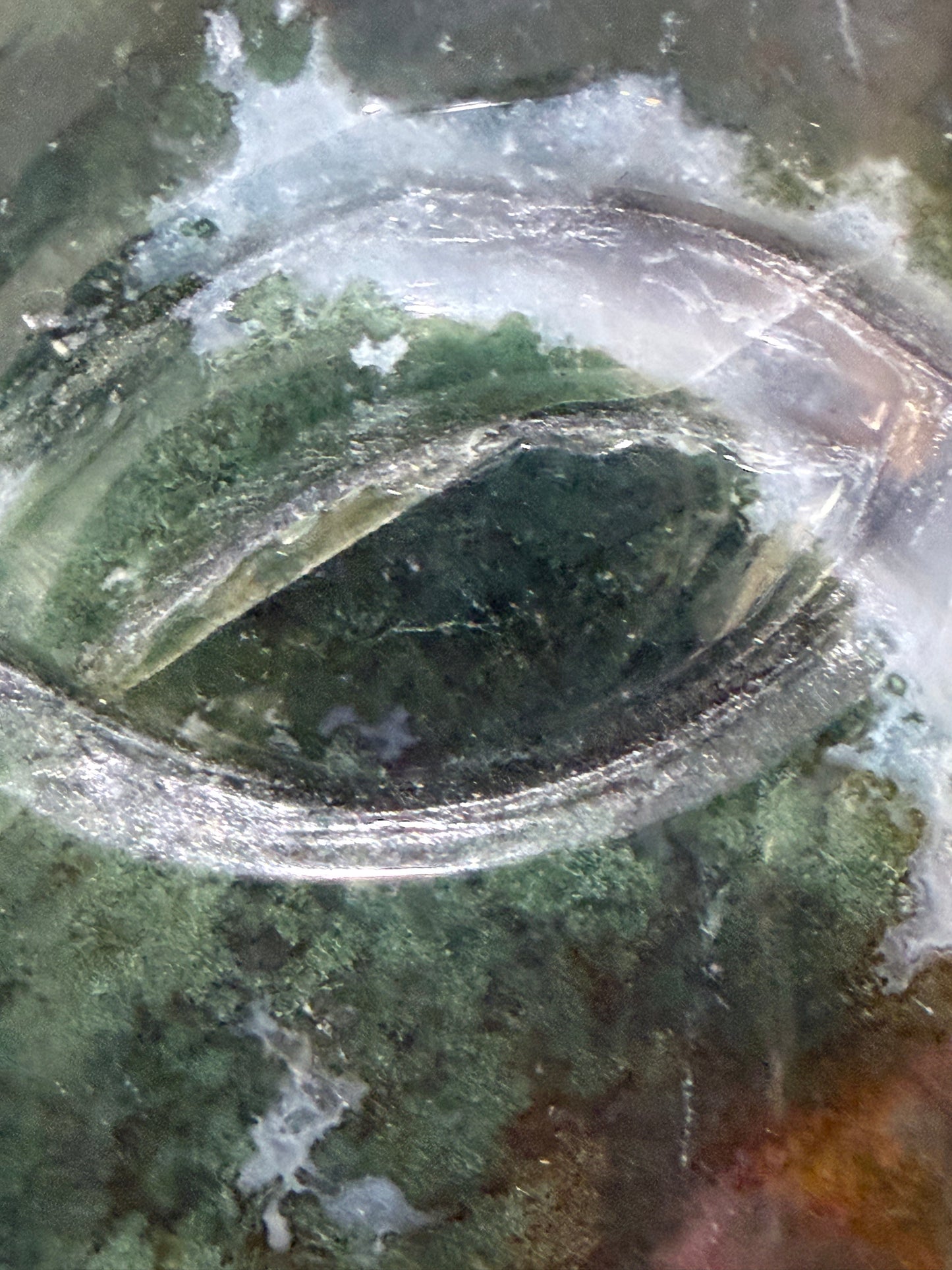 Moss Agate Moon Face Carving – 12.2cm