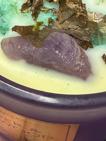 Crystal Infused Lavender & Sandalwood Soy Candle with Amethyst | 397g