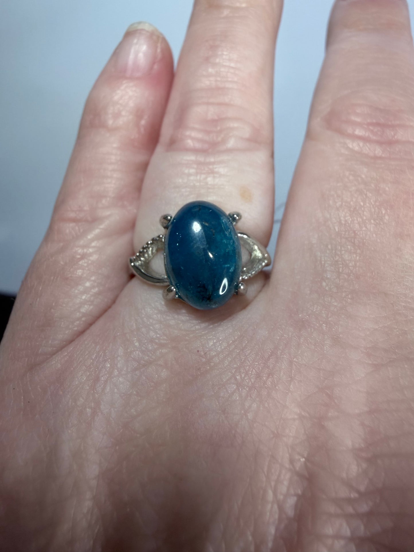 Natural Blue Apatite Adjustable Ring A