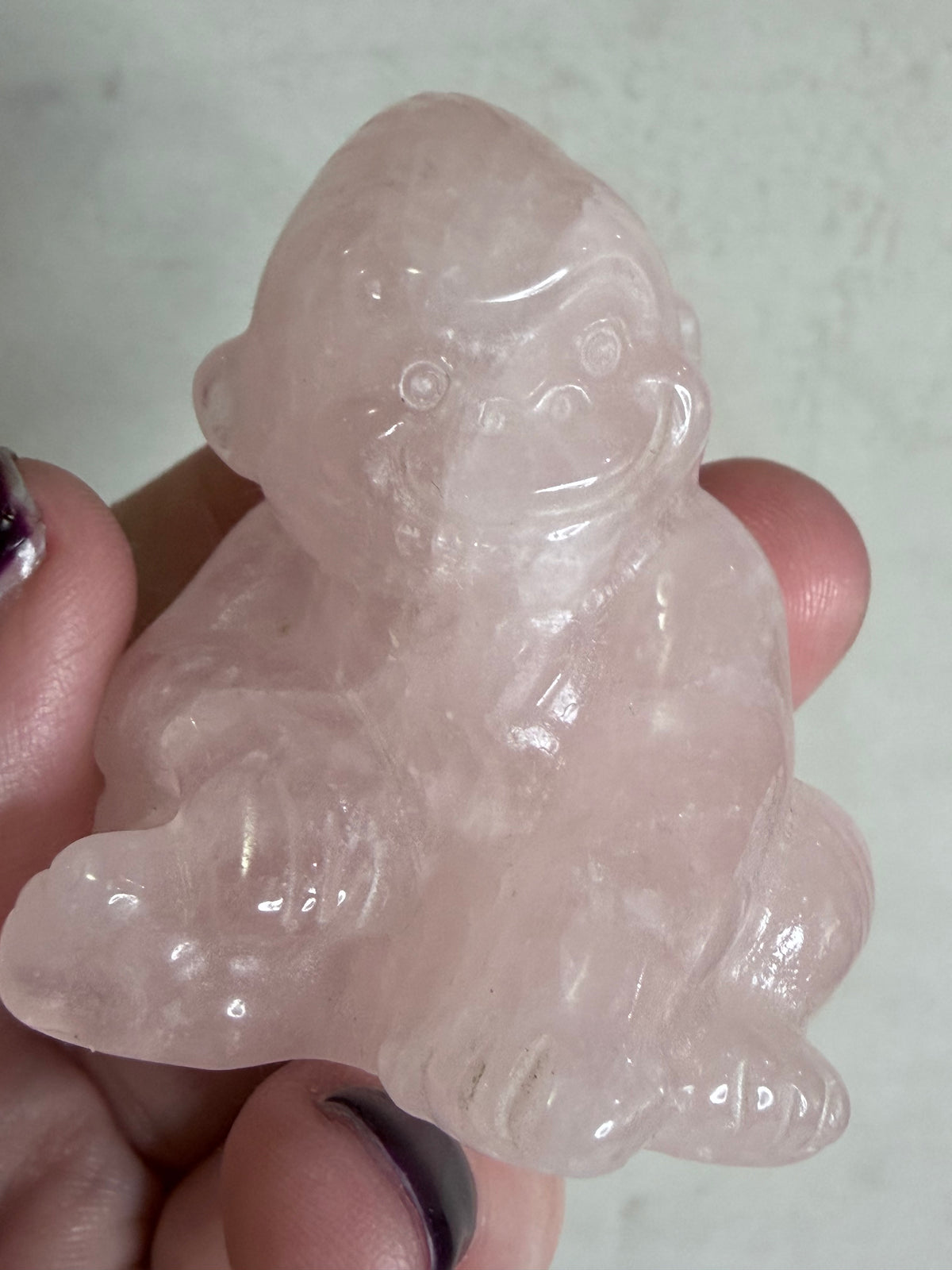 Rose Quartz Monkey Carving – 5cm