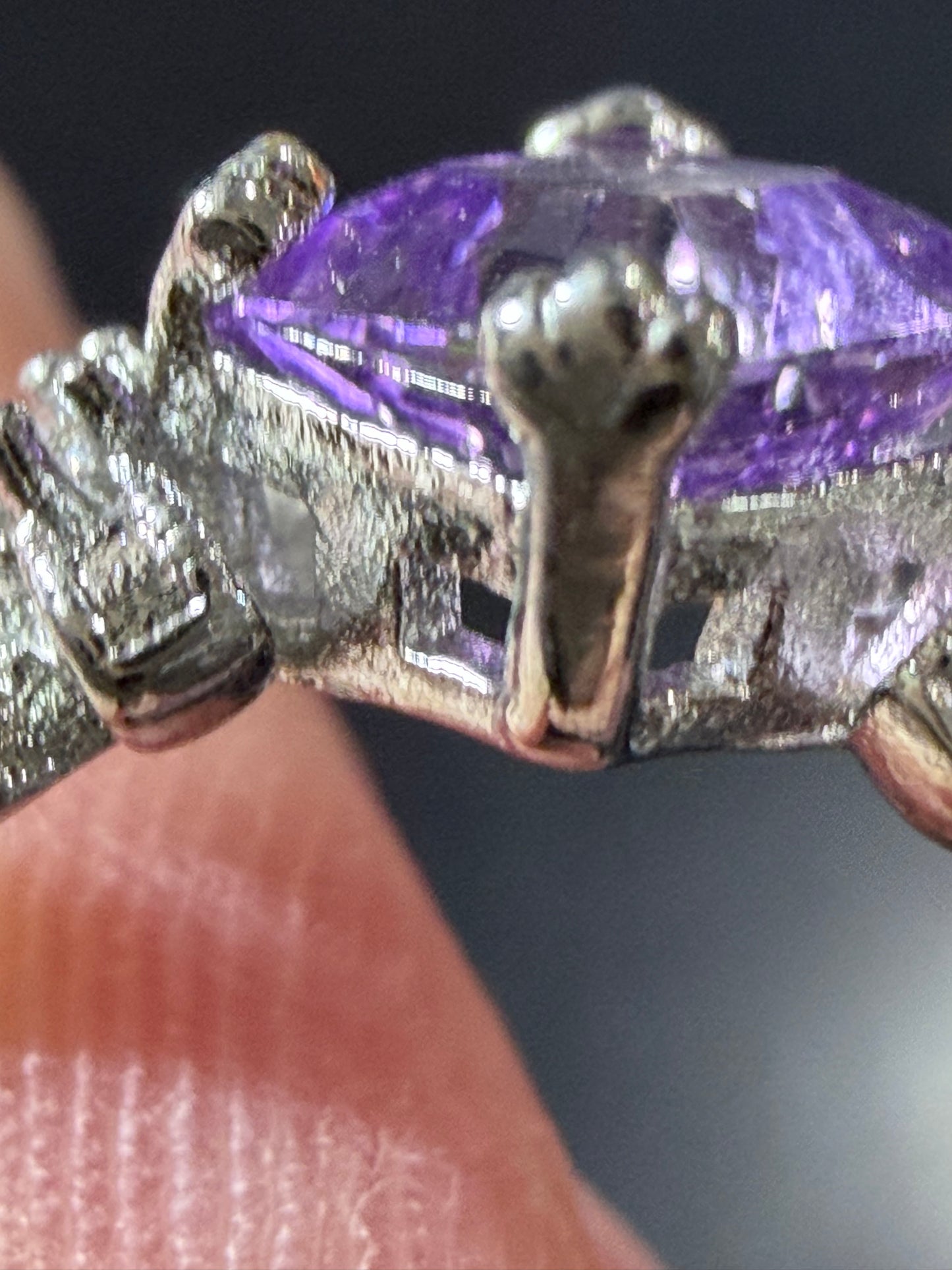 Adjustable Amethyst Floral Ring