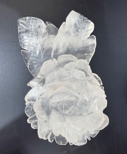 Rose Quartz Rose Carving with Light Base – 14.5 × 8.5 cm | 457g