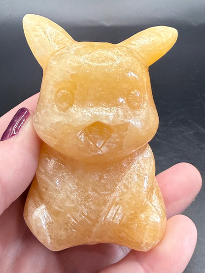Yellow Calcite Pikachu Carving - Crystal wonderland By Lisa