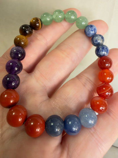 8mm Mixed Crystal Chakra Bracelet