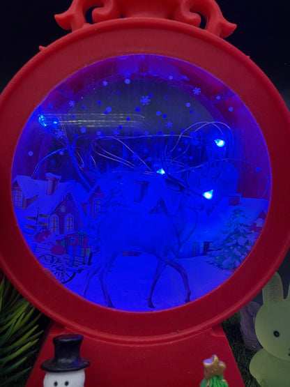Red Christmas Lantern Scene – Blue LED Light