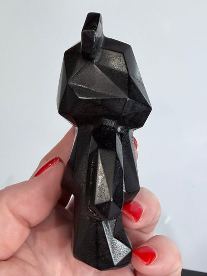 Geometric Bear Black Obsidian Crystal Carving – 10cm