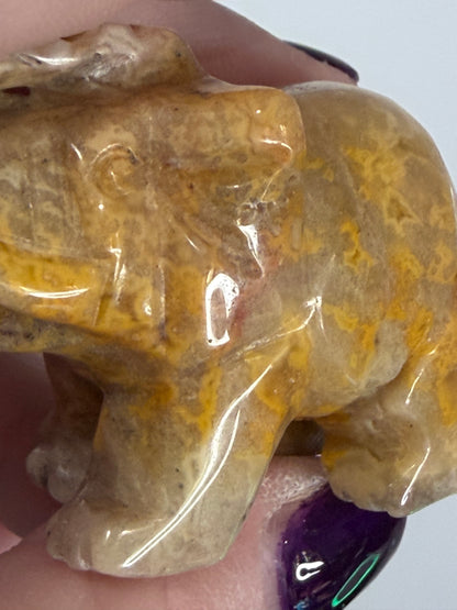 Crazy Lace Agate Elephant Carving – 5cm