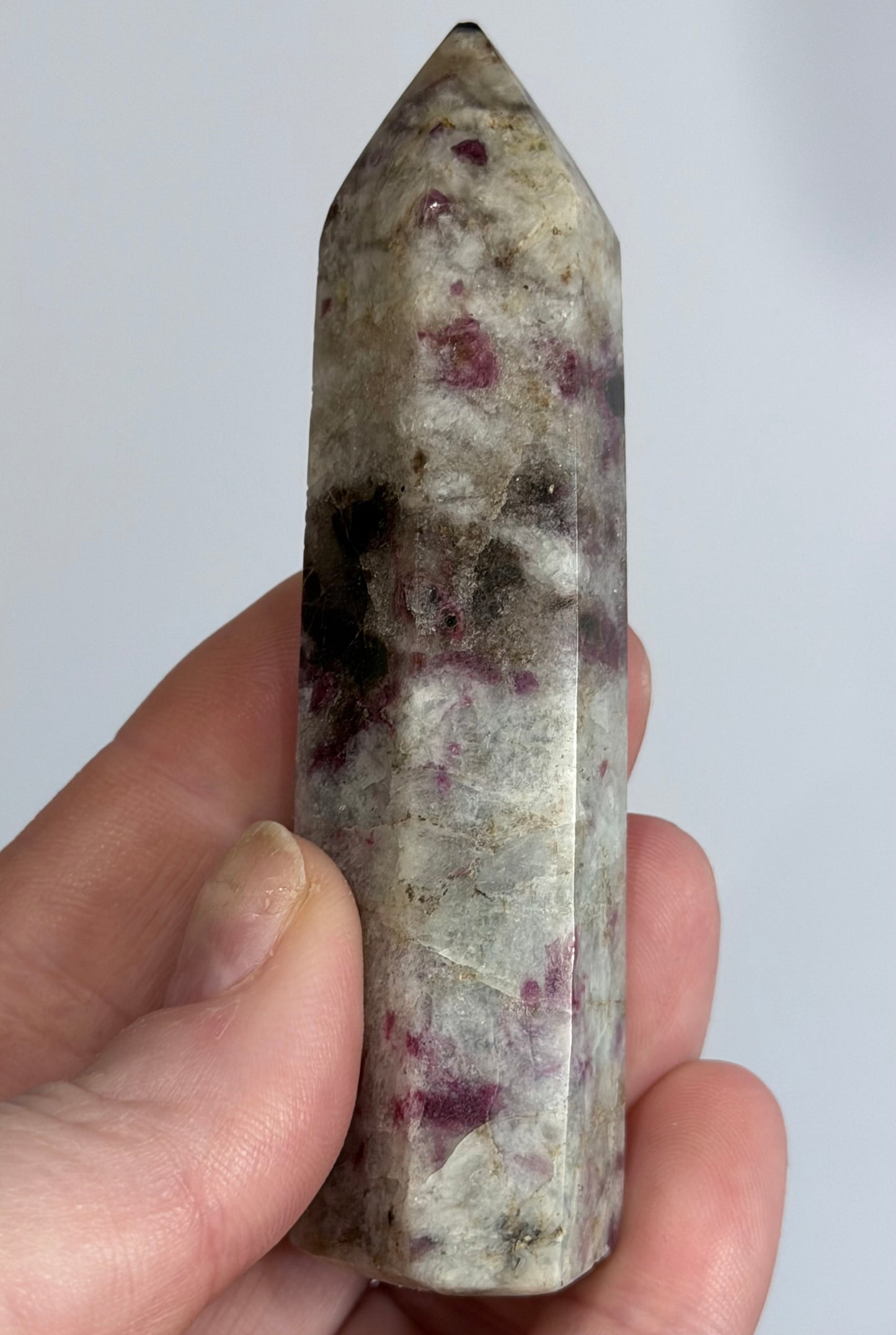 Pink Tourmaline in Quartz Crystal Tower – 8.9cm | 68g B
