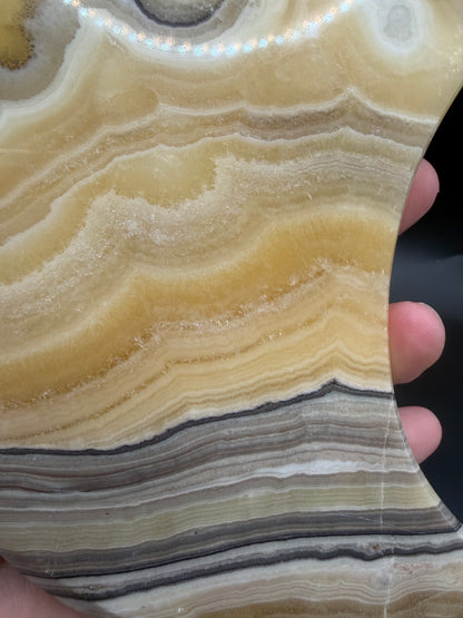 Banded Calcite Moon on Custom Stand