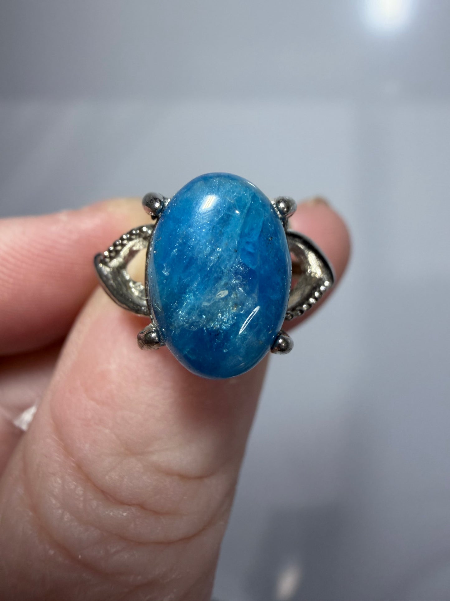 Natural Blue Apatite Adjustable Ring B