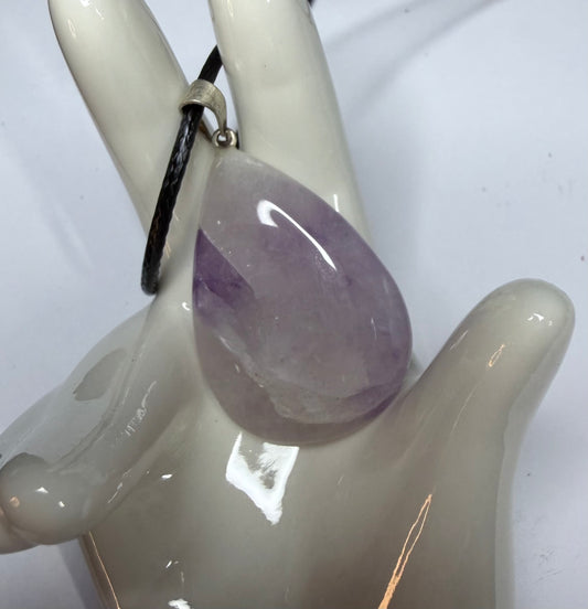 Chevron Amethyst Teardrop Pendant Necklace