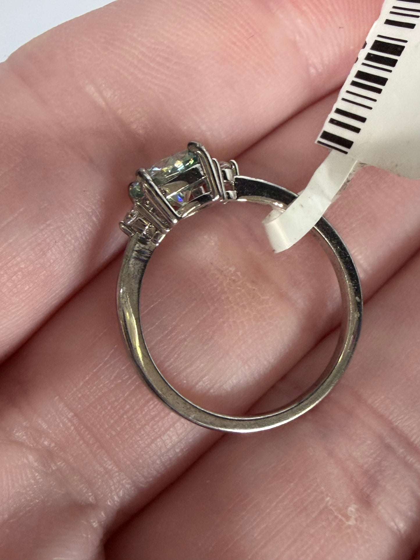 Green Moissanite Sterling Silver Ring – Size 6