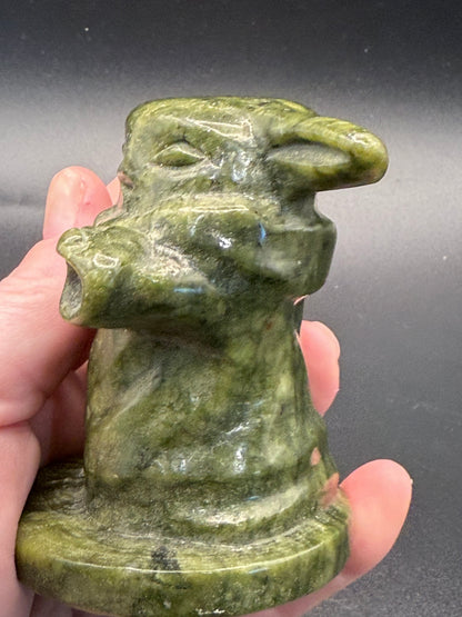 Serpentine Jade Baby Yoda Carving 354g 8cm