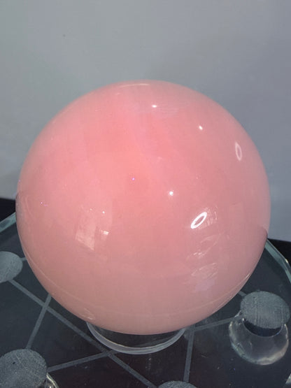 Pink Mangano Calcite Sphere – 431g | 6.7cm