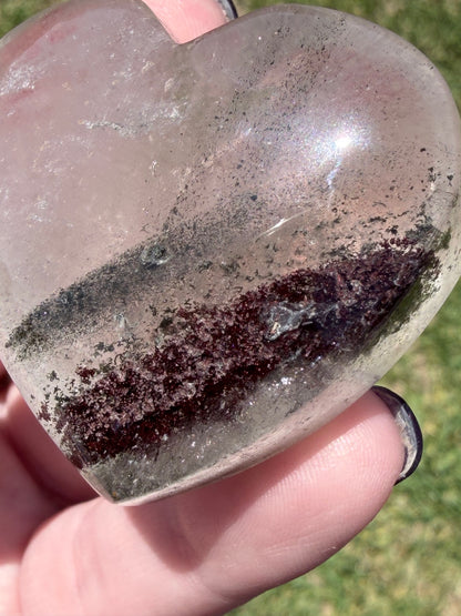 Garden Quartz (Lodolite) Self-Standing Heart – 73g C